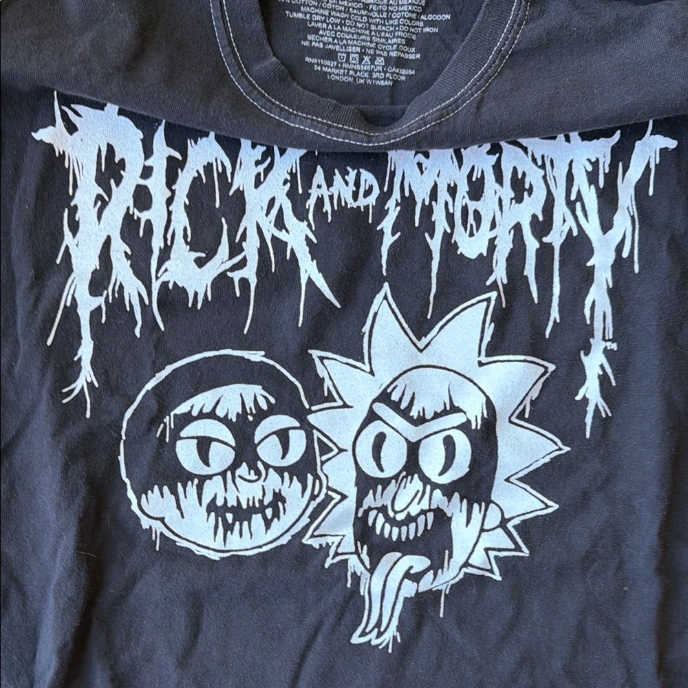 Rick and Morty Black Graphic T-Shirt Large Men’s